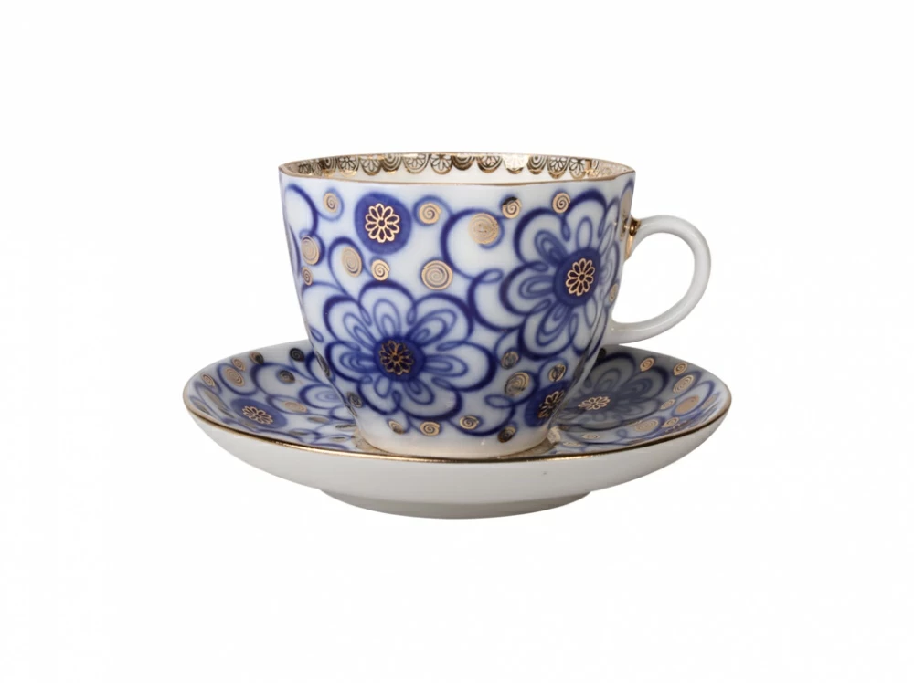 Чашка с блюдцем кофейная 140 мл.,  форма Тюльпан,  рисунок Вьюнок арт. 81.10109.00.1