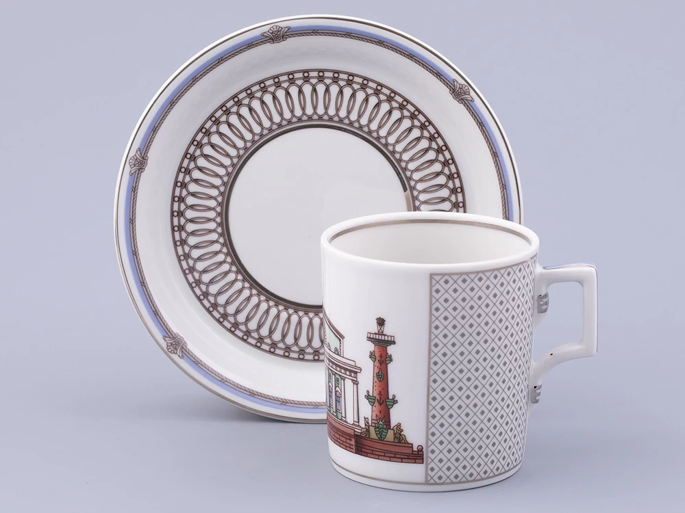 Чашка с блюдцем чайная, форма Гербовая, рисунок Серебряный город 3, арт. 81.32586.00.1