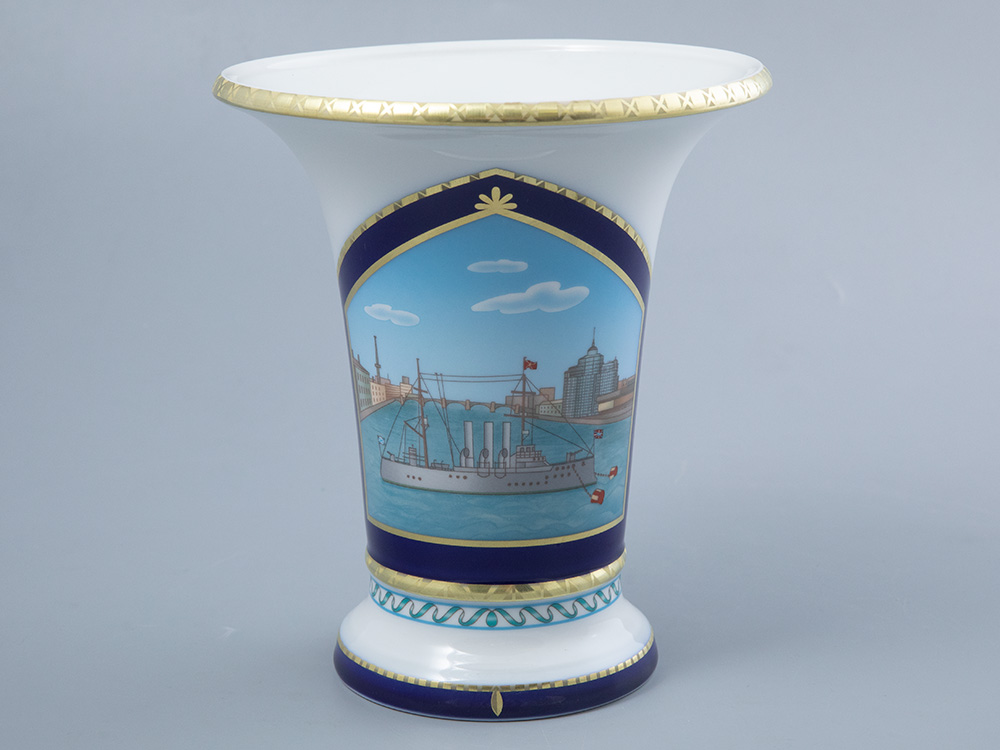 Ваза форма Ампирная рисунок Крейсер Аврора, арт. 80.44192.00.1