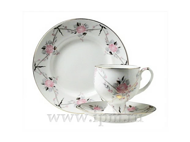 Трехпредметный комплект кофейный форма Классическая 2 рисунок Галантный 160 мл арт. 81.13783.00.1