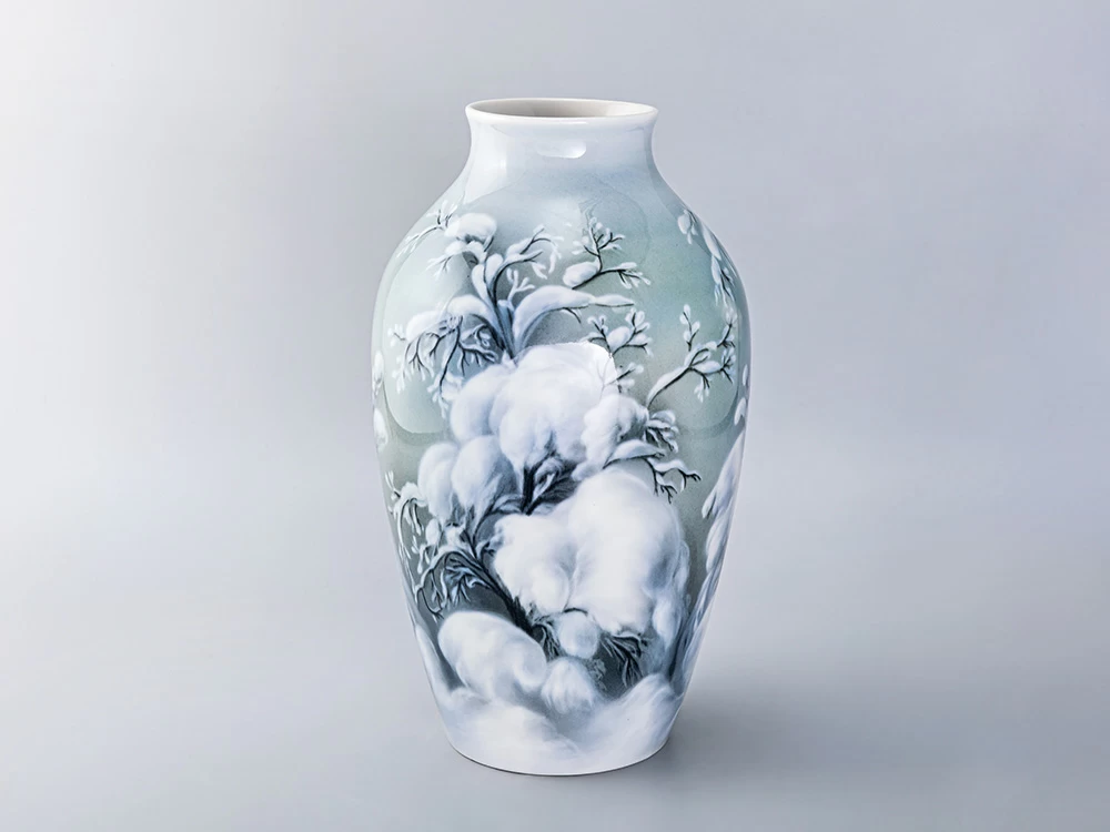 Ваза рисунок Зимнее утро, форма Ламповая, арт 80.05008.00.1