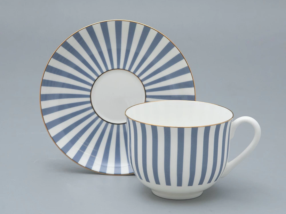 Чашка с блюдцем чайная форма Ландыш рисунок Да и нет Серый, арт. 81.32281.00.1