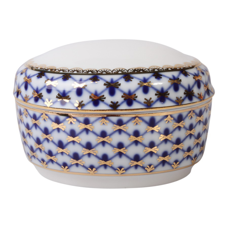 Туалетная коробочка Овальная 'Кобальтовая сетка' арт.  80.01588.00.1