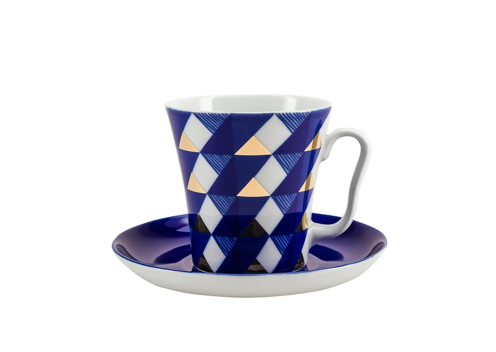 Императорский фарфоровый завод Бокал с блюдцем форма Ленинградский рисунок Юката, арт. 81.27208.00.1