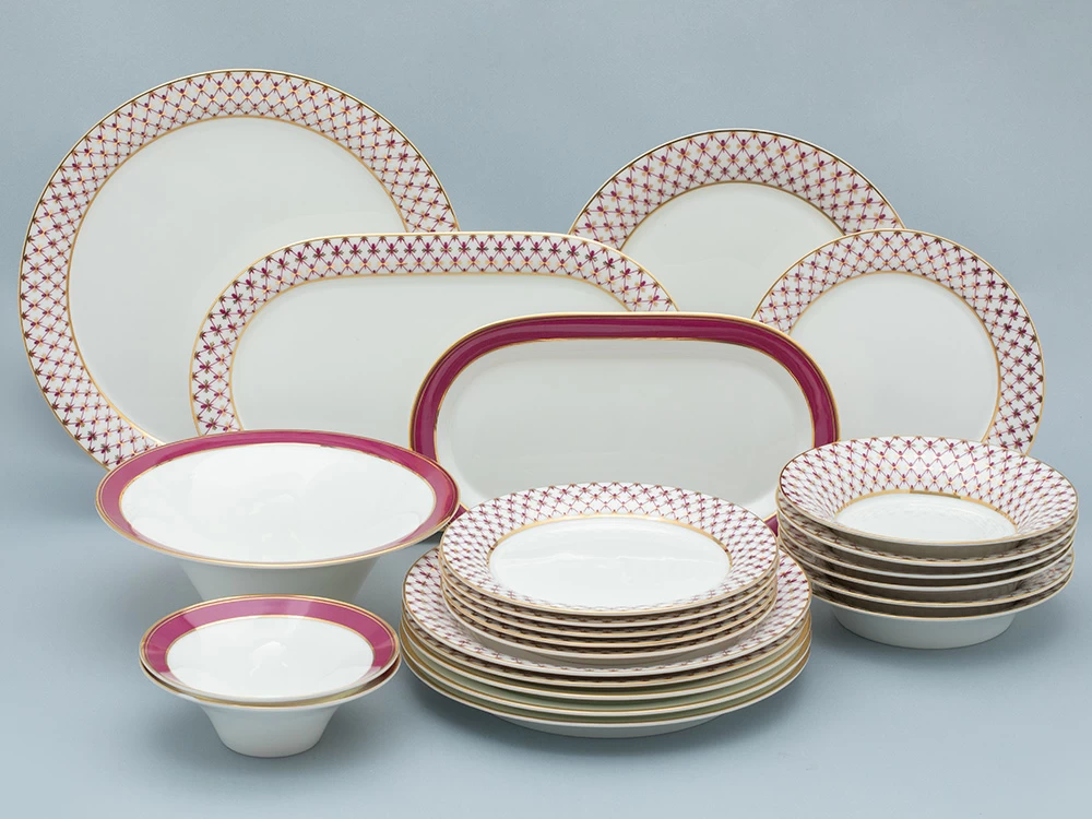 Сервиз столовый на 6 персон 24 предмета форма Юлиана рисунок Сетка-блюз 2, арт. 81.32450.00.1