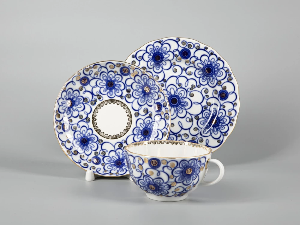 Трехпредметный комплект чайный форма Тюльпан рисунок Вьюнок 250 мл арт. 81.11210.00.1