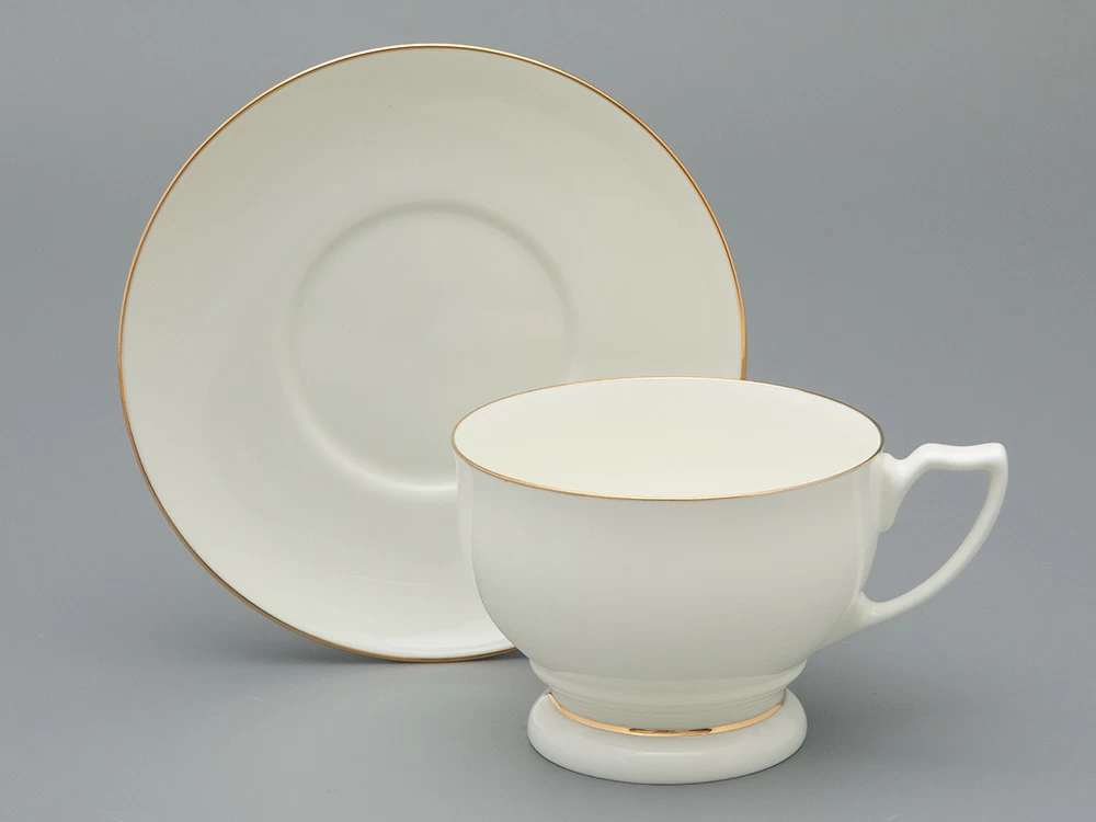 Чашка с блюдцем чайная форма Жемчужина рисунок Золотая лента арт. 81.26222.00.1