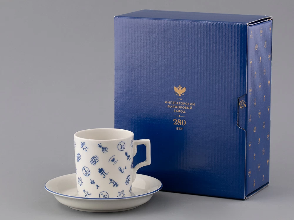 Подарочный набор Чашка с блюдцем чайная, форма Гербовая, рисунок Лого 1, арт 81.32931.00.1