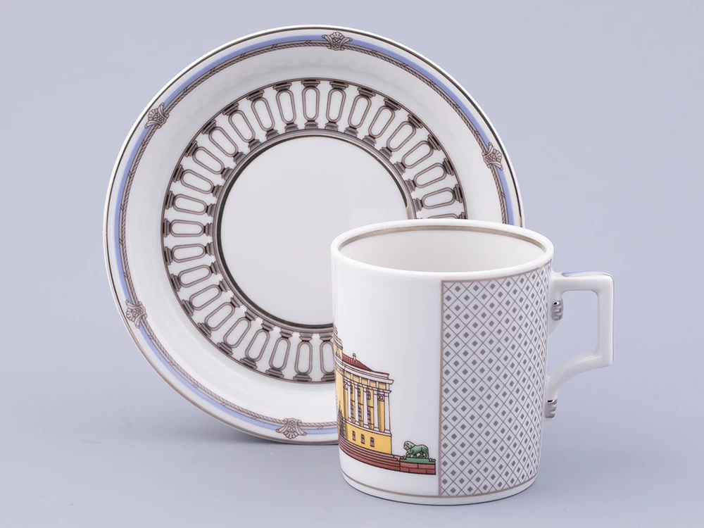 Чашка с блюдцем чайная, форма Гербовая, рисунок Серебряный город 1, арт. 81.32584.00.1