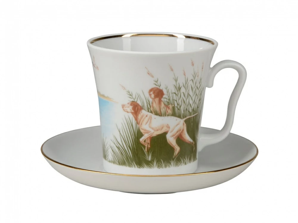 Бокал с блюдцем 360 мл форма Ленинградский рисунок Утки пролетели арт. 81.25813.00.1