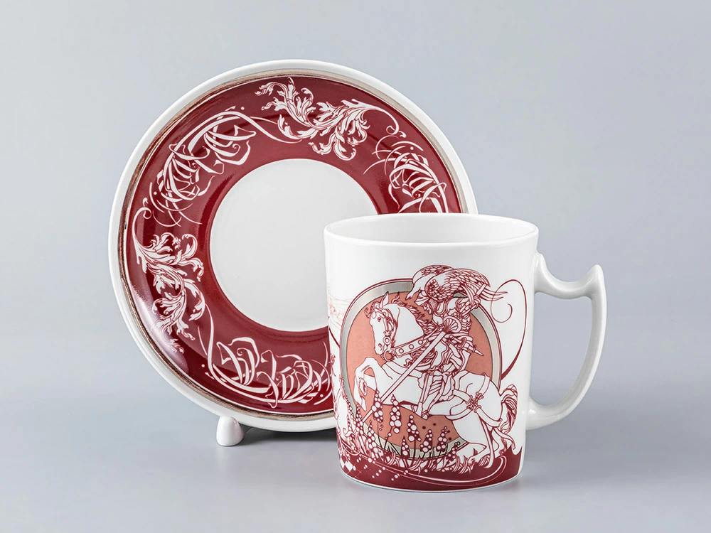 Подарочный набор (бокал/блюдце) форма Снежное утро рисунок Мужские истории. Рыцарь, арт. 81.28432.00.1