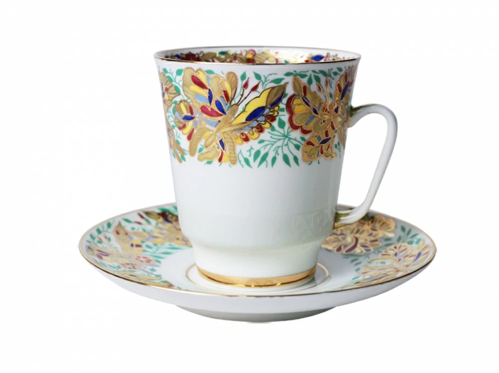 Чашка с блюдцем кофейная 165 мл.,  форма Майская, рисунок Пестрые бабочки арт. 81.10377.00.1