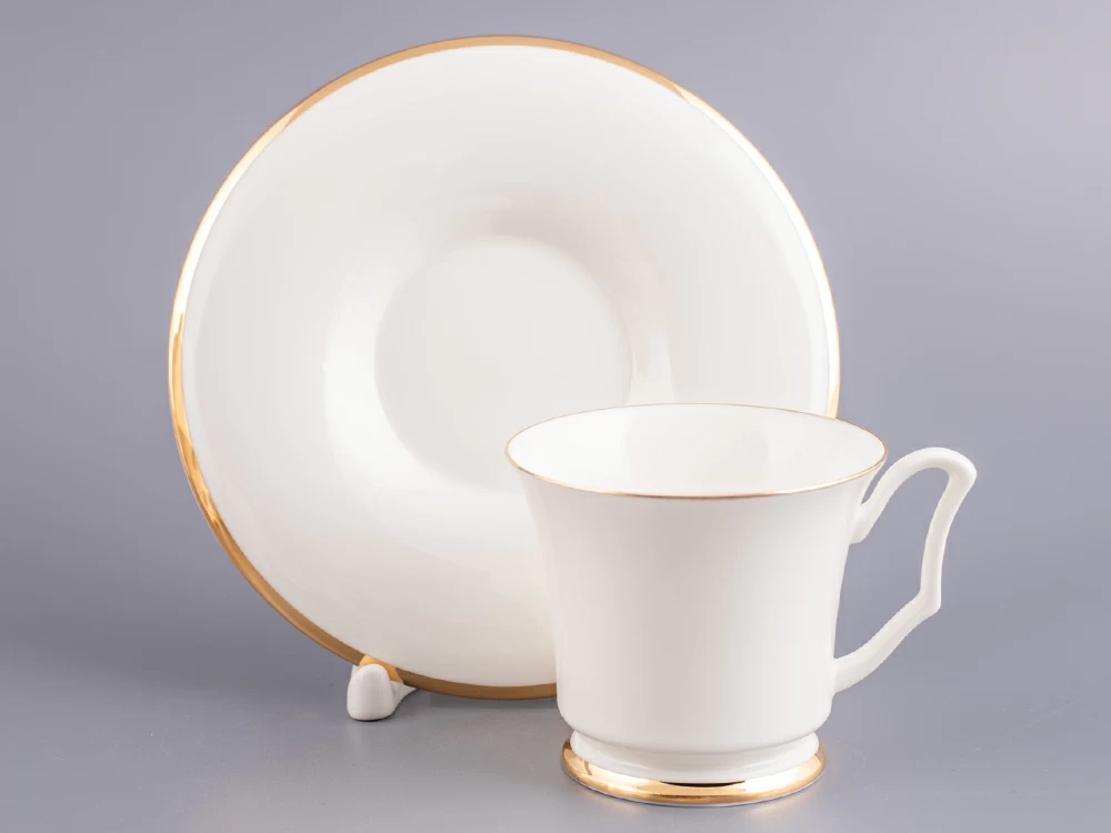 Чашка с блюдцем кофейная 145 мл.,  форма Юлия,  рисунок Золотая лента арт. 81.17853.00.1