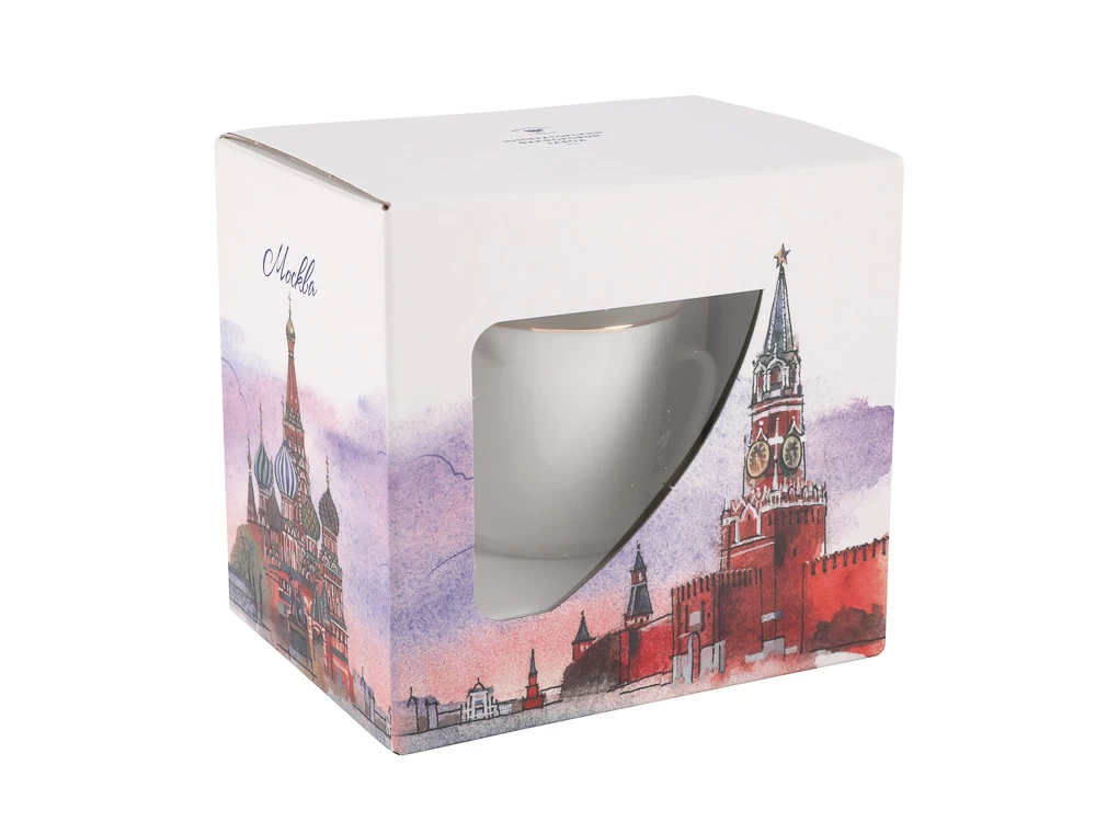 Подарочный набор Чашка с блюдцем 165 мл. форма Майская рисунок Золотой кантик упаковка подарочная Москва арт. 81.27592.00.1