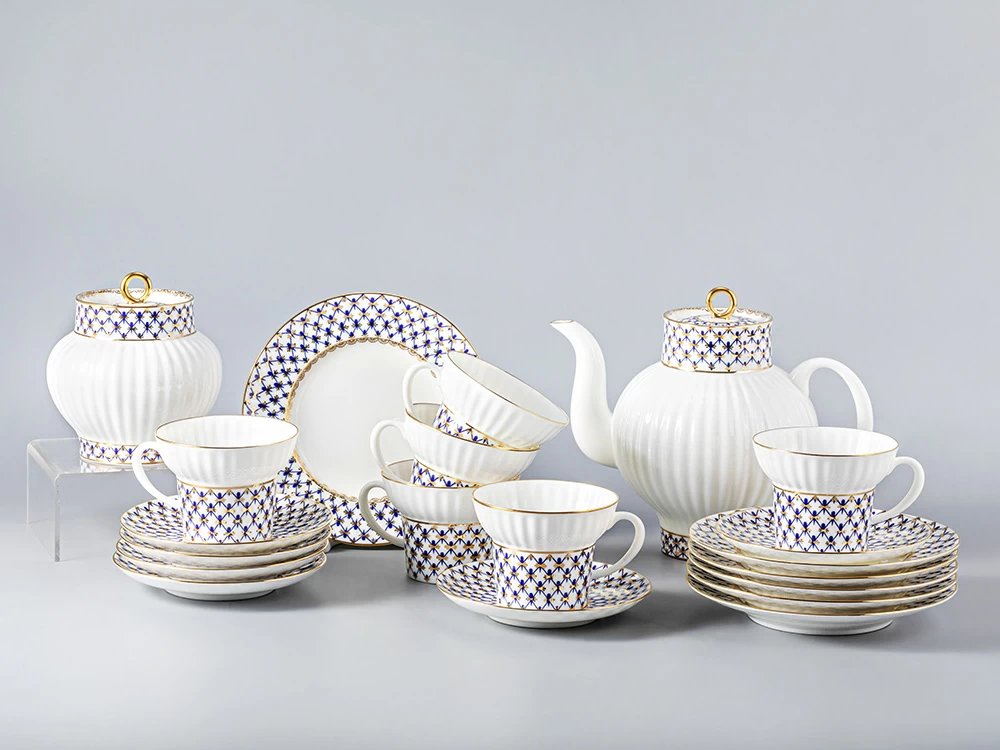 Сервиз чайный Волна Кобальтовая сетка, 6 персон 20 предметов, арт. 81.20893.00.1