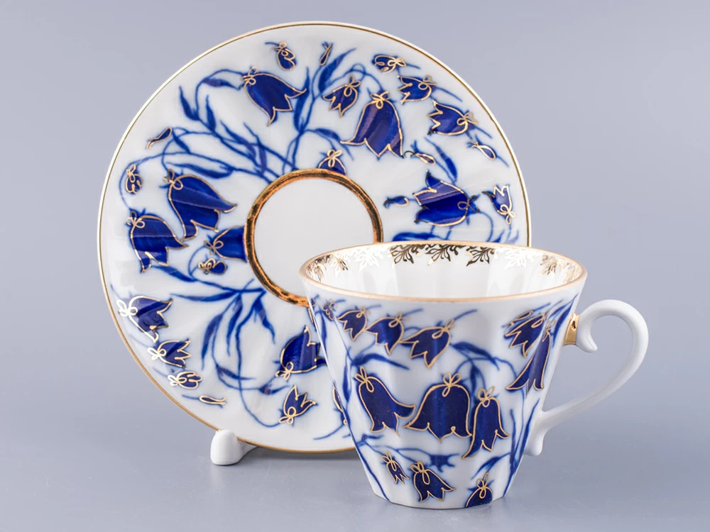 Чашка с блюдцем чайная 235 мл форма Лучистая рисунок Колокольчики арт. 81.10520.00.1