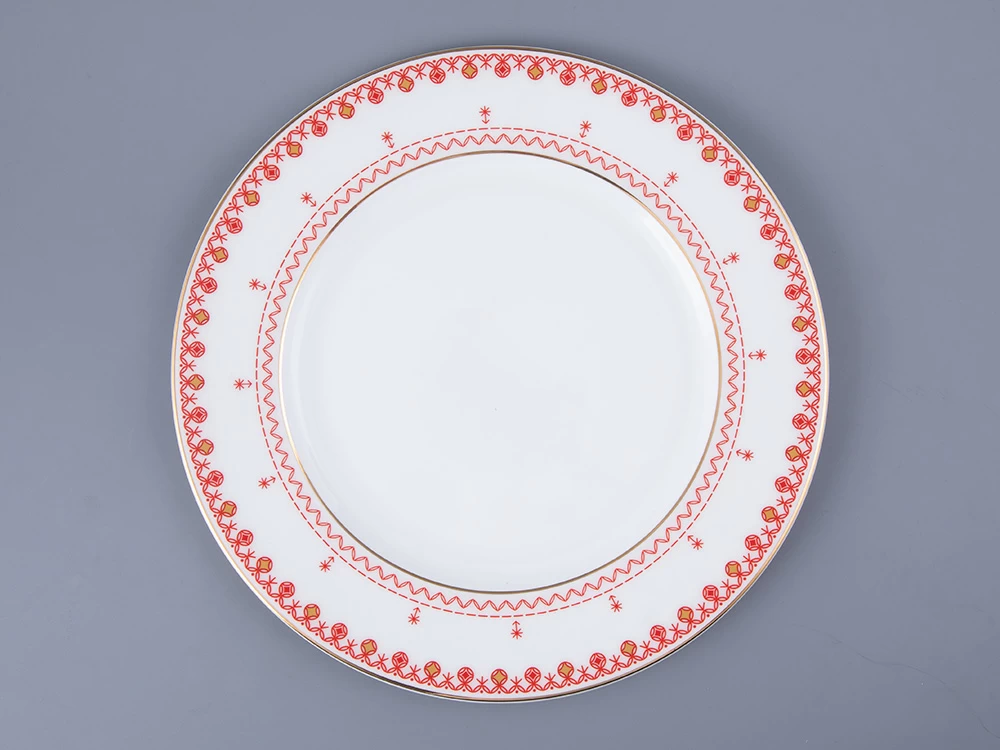 Тарелка плоская 270 мм форма Премиум рисунок Петушки-гребешки, арт 80.49802.00.1