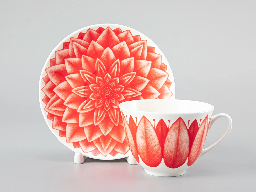 Императорский фарфоровый завод Чашка с блюдцем форма Весенняя-2 рисунок Aloha Volcano, арт. 81.30488.00.1