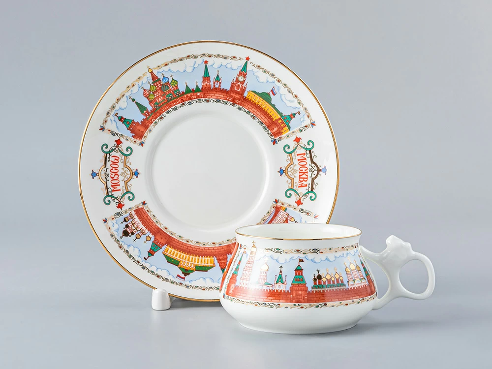 Чашка с блюдцем кофейная 180 мл.,  форма Билибина, рисунок Московский Кремль арт. 81.15932.00.1