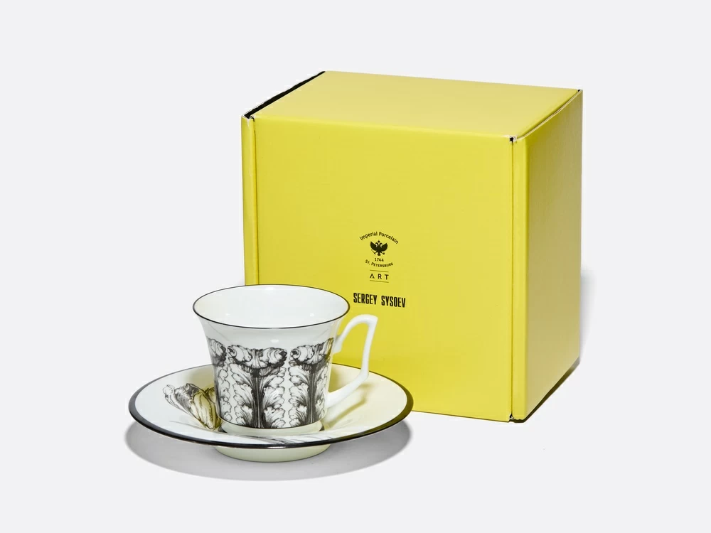 Подарочный набор чашка с блюдцем, форма Юлия рисунок Сысоев Волшебный сад IV арт. 81.30915.00.1