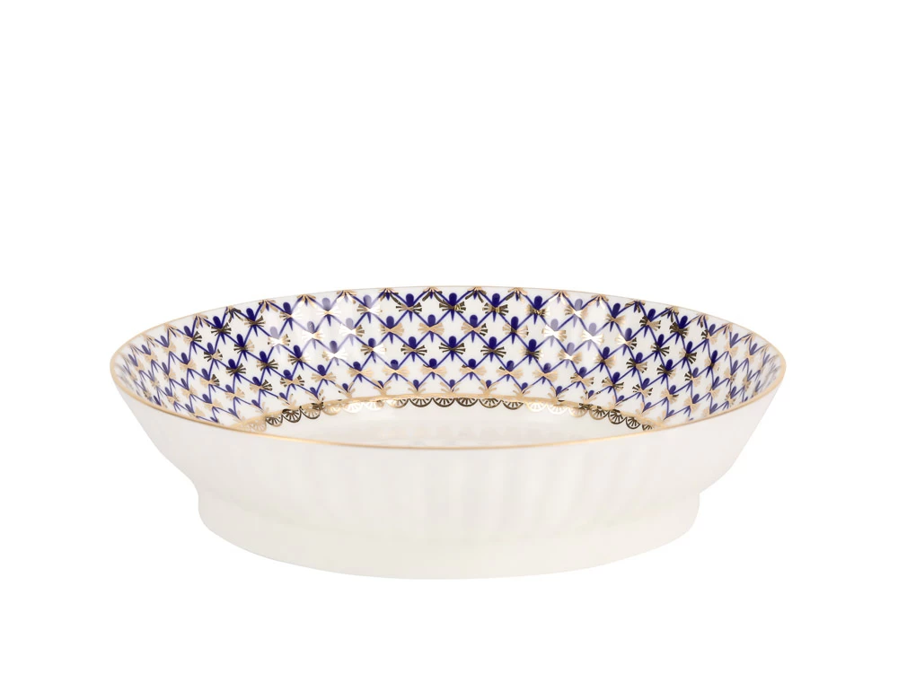 Императорский фарфоровый завод Сухарница Волна Кобальтовая сетка арт. 80.06537.00.1