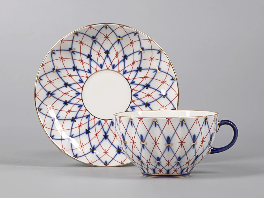 Чашка с блюдцем форма Тюльпан рисунок Сетка 1950, арт. 81.30860.00.1