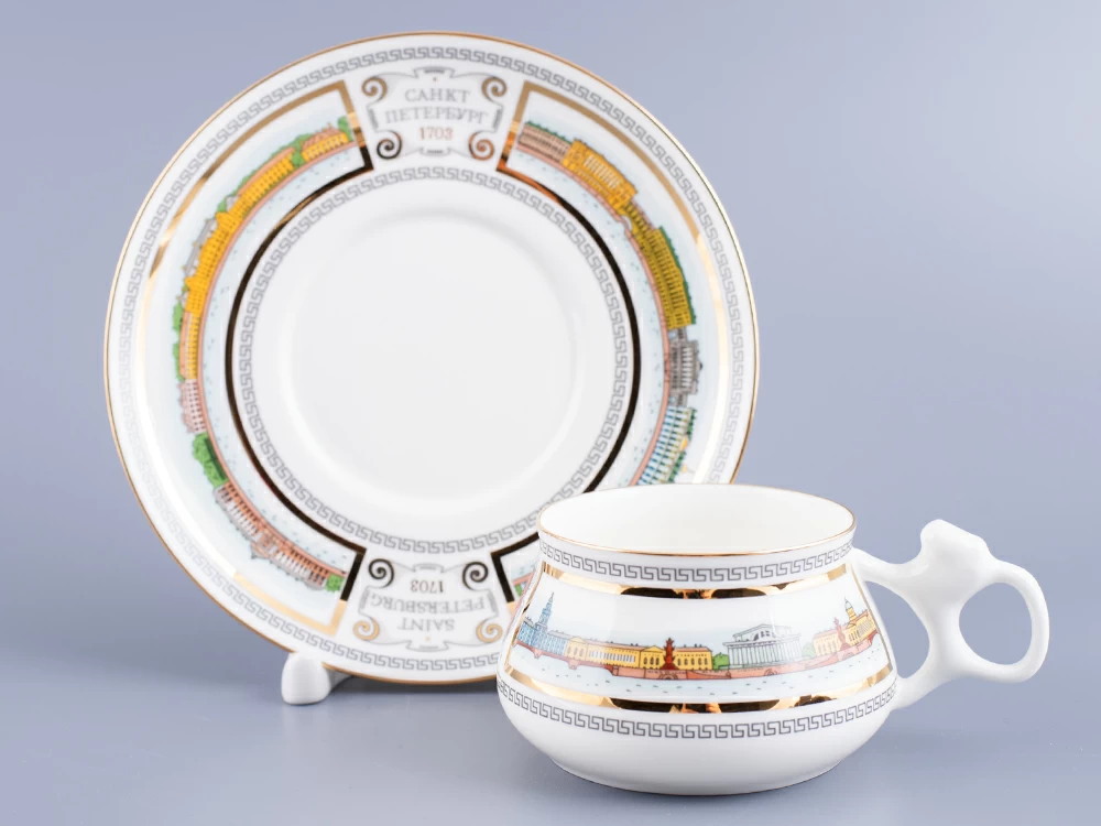 Чашка с блюдцем кофейная 180 мл.,  форма Билибина, рисунок Набережные Невы арт. 81.15737.00.1