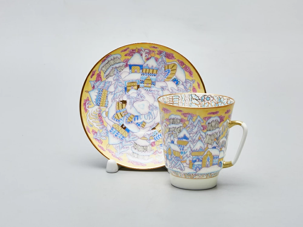 Чашка с блюдцем 165 мл форма Майская рисунок Морозный вечер, арт. 81.10507.00.1