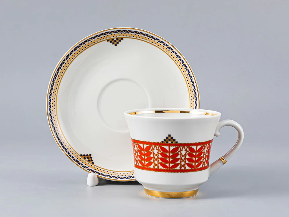 Чашка с блюдцем чайная 220 мл форма Банкетная рисунок Дерево жизни арт. 81.28336.00.1