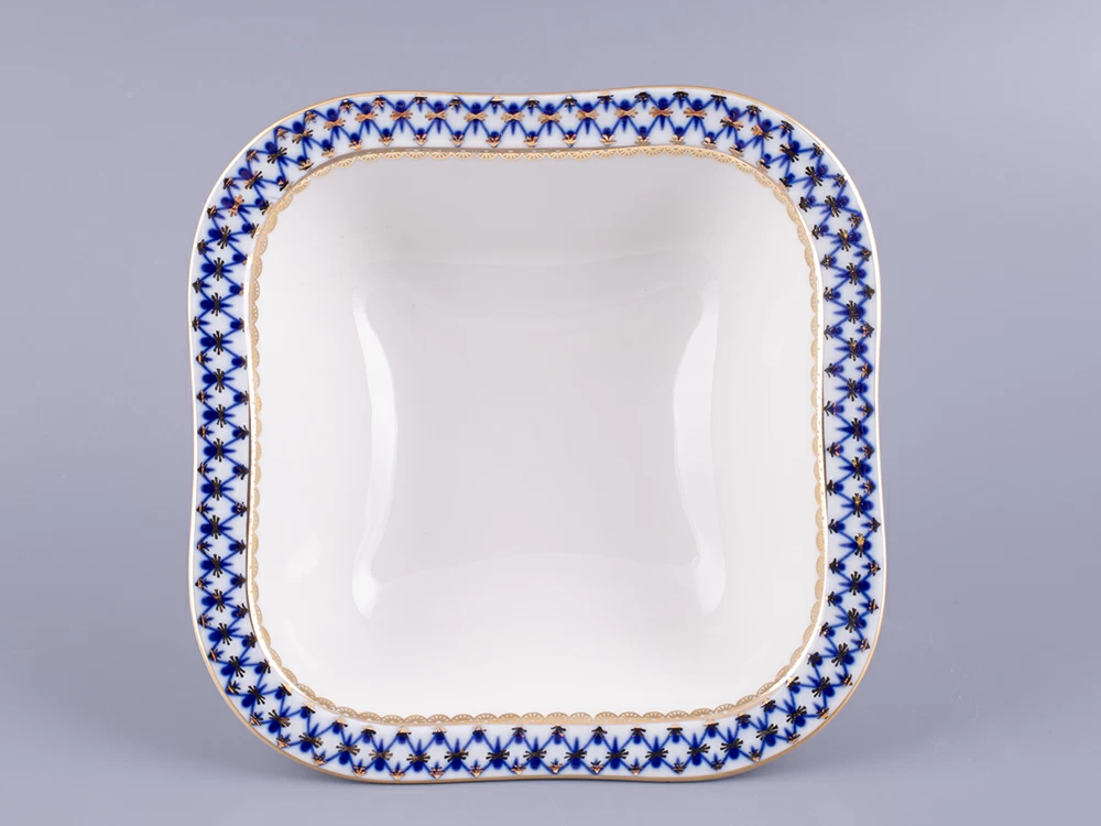 Императорский фарфоровый завод Салатник шести порционный квадратный Молодежная Кобальтовая сетка арт. 80.09899.00.1