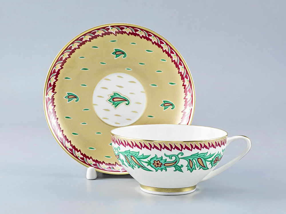 Чашка с блюдцем чайная 300 мл форма Купольная рисунок Восточный цветок арт. 81.28103.00.1