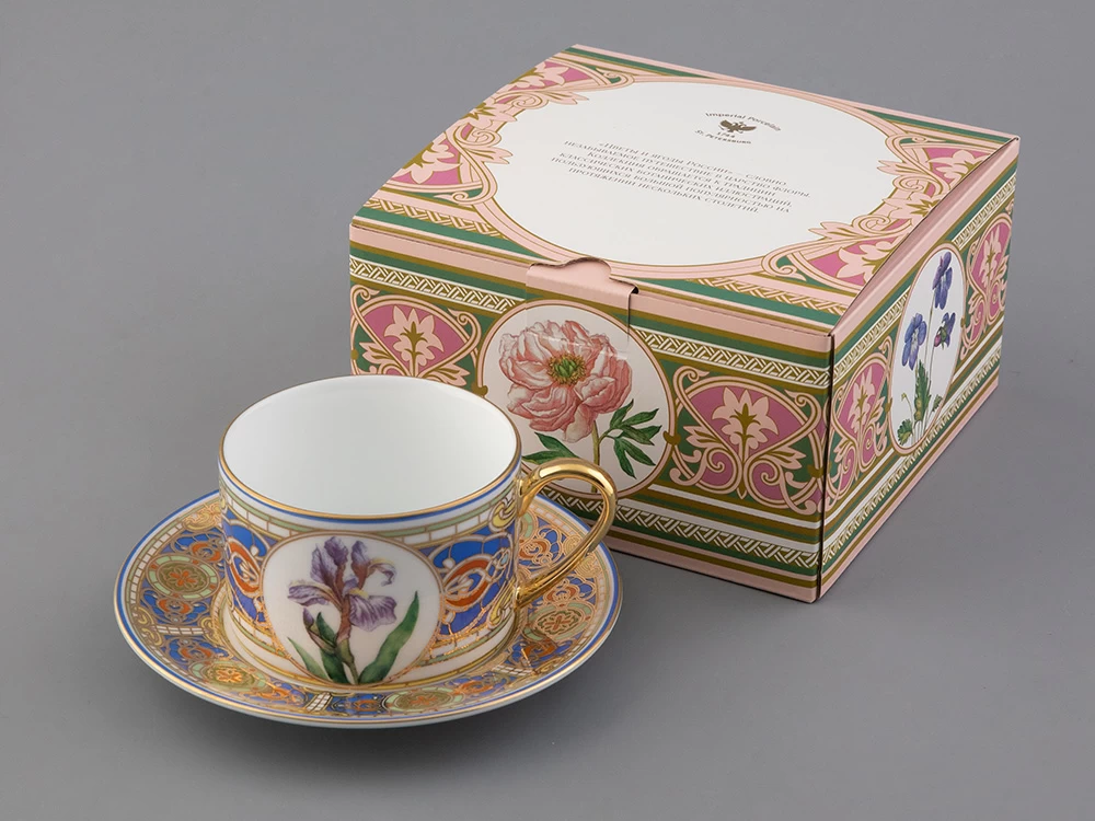 Подарочный набор чашка с блюдцем 250 мл, форма Соло, рисунок Нежный Ирис, арт. 81.32657.00.1