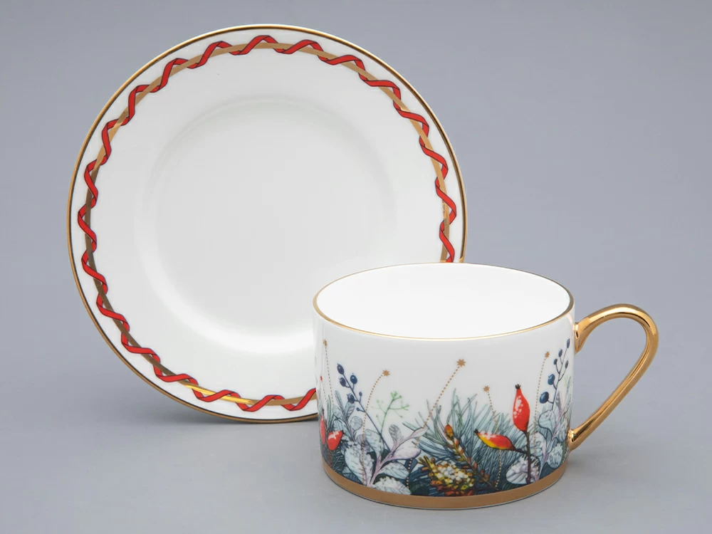 Чашка с блюдцем 250 мл, форма Идиллия, рисунок Календа-2, арт. 81.33748.00.1