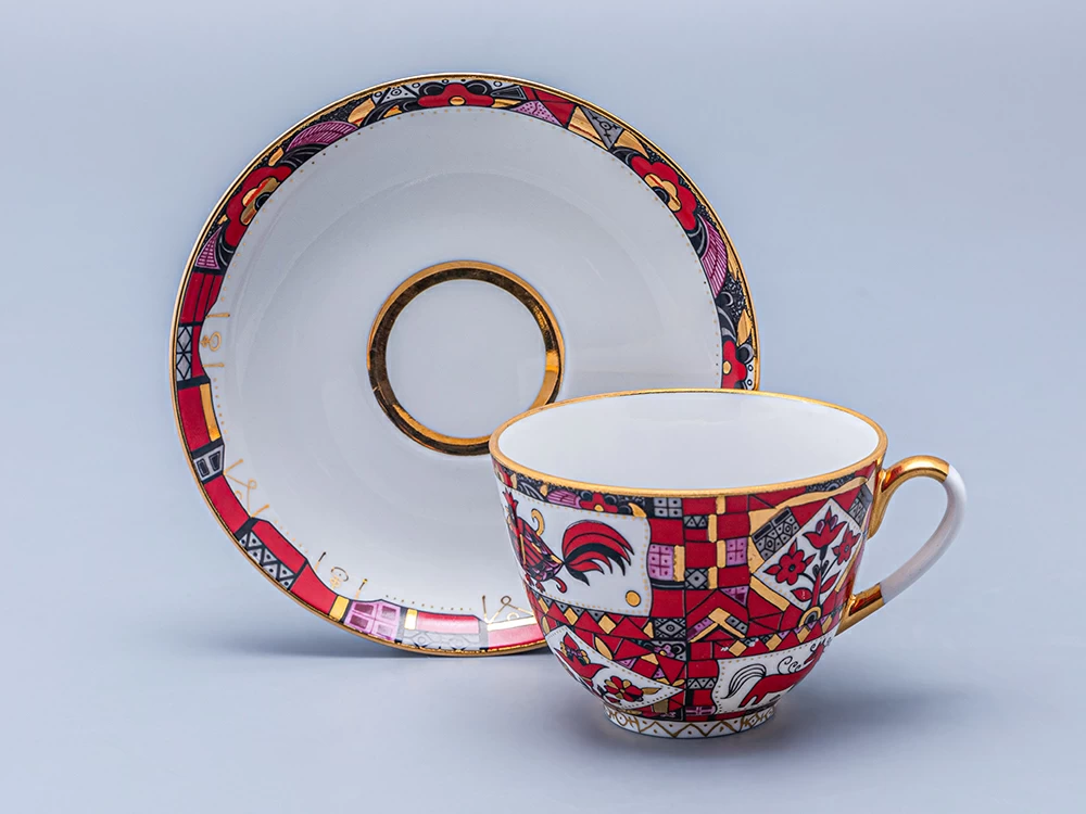 Чашка с блюдцем чайная 250 мл форма Весенняя рисунок Красный конь арт. 81.15308.00.1