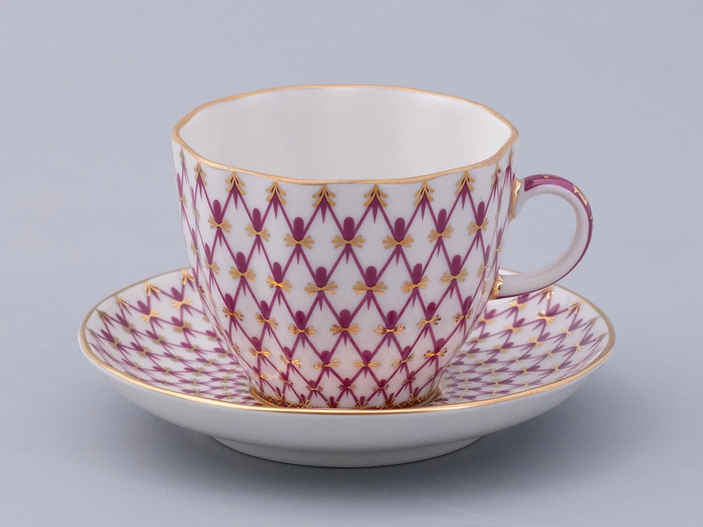 Чашка с блюдцем кофейная 140 мл.,  форма Тюльпан, рисунок Сетка-Блюз 2 арт. 81.29586.00.1