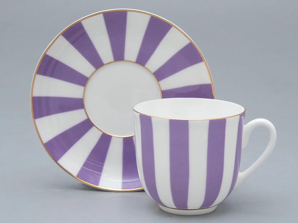 Чашка с блюдцем кофейная 180 мл.,  форма Ландыш 2, рисунок Да и нет (фиолетовый с отводкой) арт. 81.25354.00.5