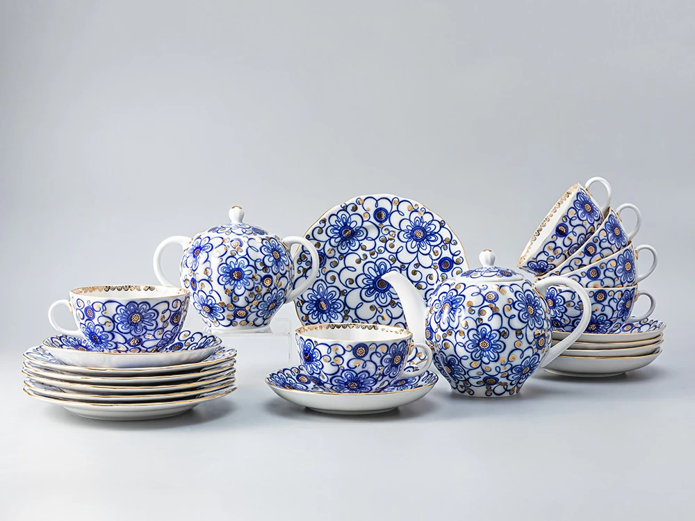 Сервиз чайный форма Тюльпан рисунок Вьюнок, 6 персон 20 предметов, арт. 81.11152.06.1