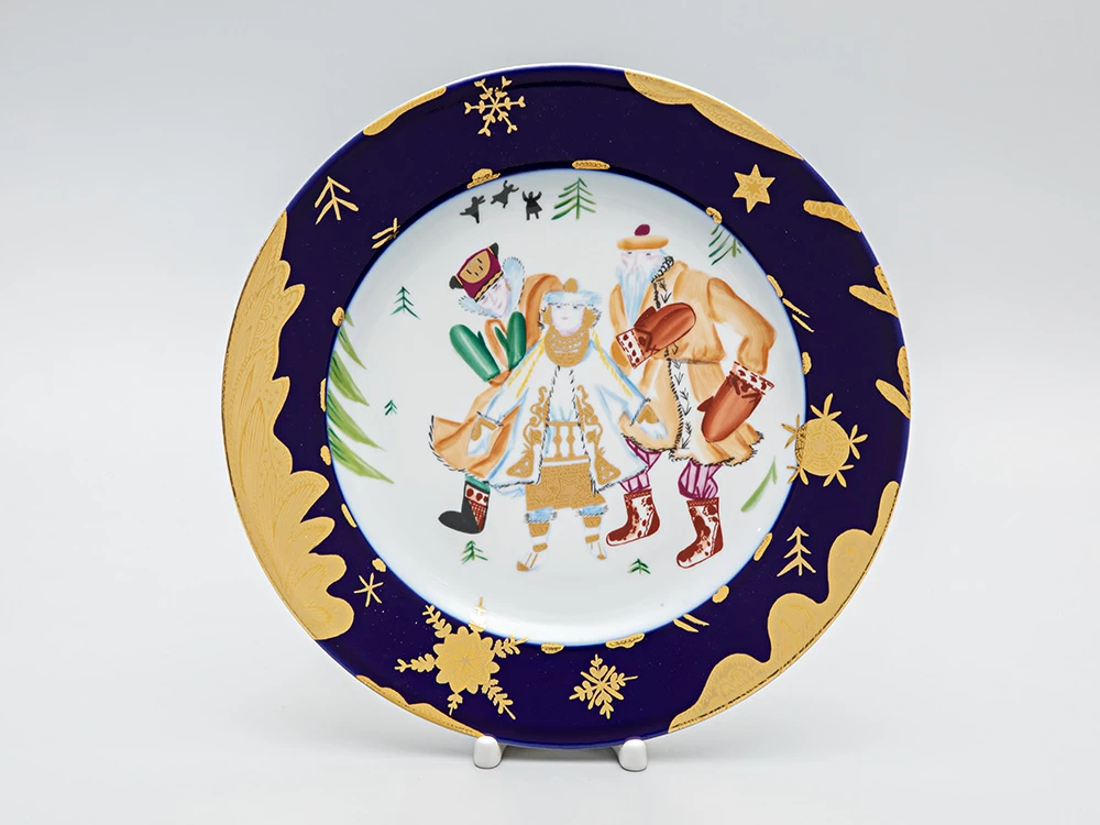 Декоративная тарелка 270 мм в подарочной упаковке форма Европейская-2 рисунок Снегурочка, арт. 81.29602.00.1