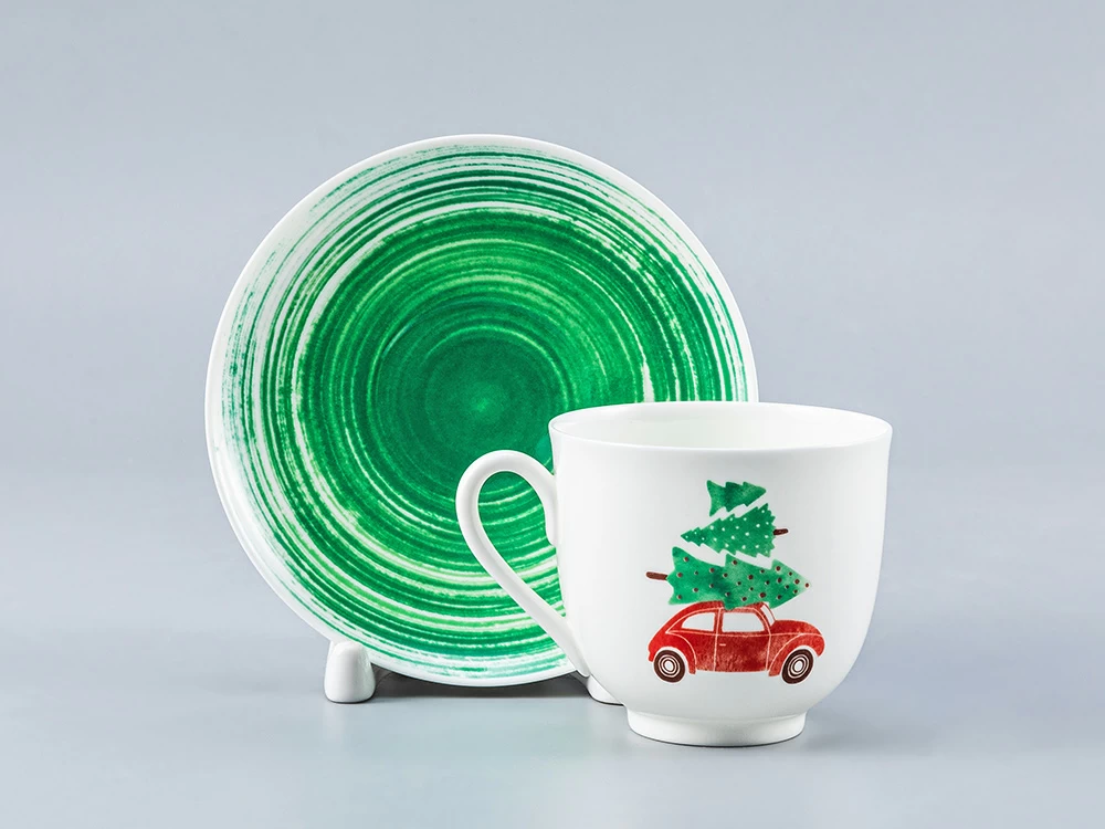 Чашка с блюдцем форма Ландыш рисунок Машинка, арт. 81.28062.00.1