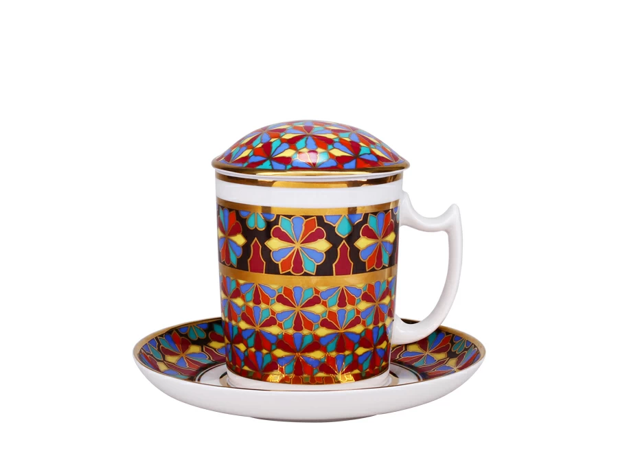 Бокал с блюдцем и с крышкой 380 мл форма Снежное утро рисунок Готический 1 арт. 81.25191.00.1