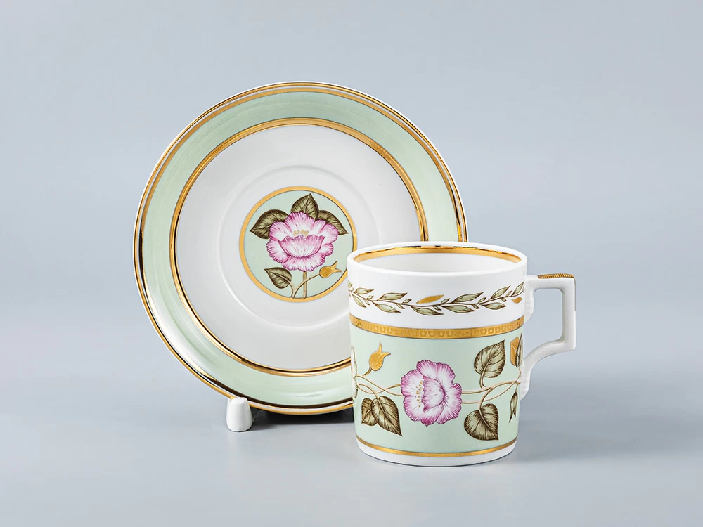 Чашка с блюдцем чайная 220 мл форма Гербовая рисунок Нефритовый фон 1 арт. 81.20825.00.1