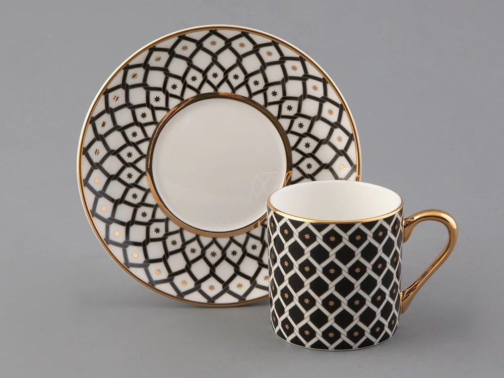 Чашка с блюдцем кофейная форма Идиллия рисунок Неро 2, арт. 81.32142.00.1